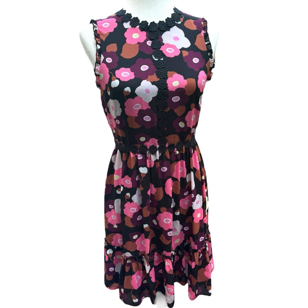 Kate Spade Blooming Floral Mini Dress Size 2 Small Flirty Summer Garden Party - Picture 9 of 15